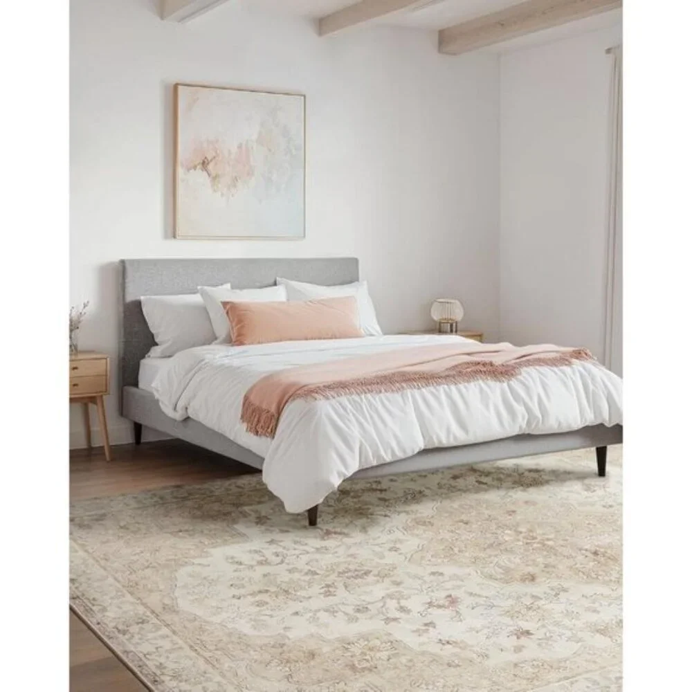 New 8x10 Vintage Area Rug, Soft Washable Non-Slip Low Profile Carpet for Home